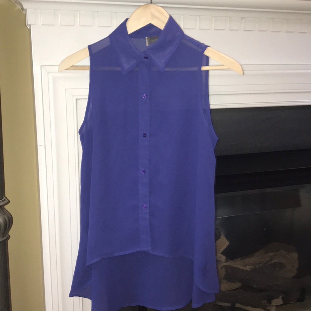 Sparkle & Fade sleeveless sheer blouse